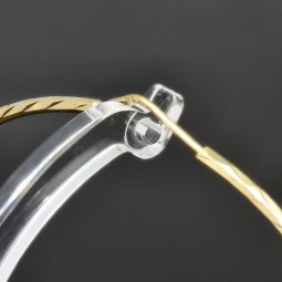 Elegante XXL Creolen / Hoops mit diagonalem Muster in 585er 14K Gold (Gelbgold)