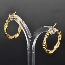 Twist-Creolen / Hoops in feinem Spiral-Design aus glänzendem 585er 14K Gold (Gelbgold)