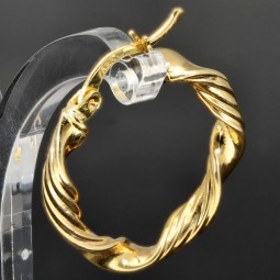 Twist-Creolen / Hoops in feinem Spiral-Design aus glänzendem 585er 14K Gold (Gelbgold)