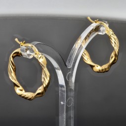 Twist-Creolen / Hoops in feinem Spiral-Design aus glänzendem 585er 14K Gold (Gelbgold)