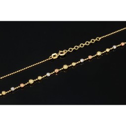 Feine farbenfrohe Goldkette / Kugelkette mit vielen Kügelchen bestückt aus Tricolor 14K 585 Gold (Gelbgold, Weißgold und Roségold) für Damen in ca 45 cm Länge