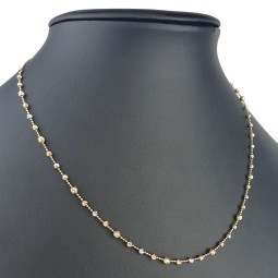 Feine farbenfrohe Goldkette / Kugelkette mit vielen Kügelchen bestückt aus Tricolor 14K 585 Gold (Gelbgold, Weißgold und Roségold) für Damen in ca 45 cm Länge