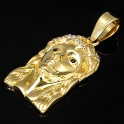 Filigraner Jesus Christus-Anhänger aus hochwertigem Gold aus 14k / 585 Gelbgold mit Zirkoniabesatz