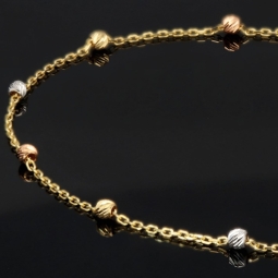 Längenverstellbares Tricolor-Armband aus 585 14K Gold (Gelbgold, Weißgold und Roségold) in ca. 17,5 - 20 cm Länge