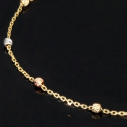 Längenverstellbares Tricolor-Armband aus 585 14K Gold (Gelbgold, Weißgold und Roségold) in ca. 17,5 - 20 cm Länge