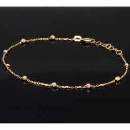 Längenverstellbares Tricolor-Armband aus 585 14K Gold (Gelbgold, Weißgold und Roségold) in ca. 17,5 - 20 cm Länge