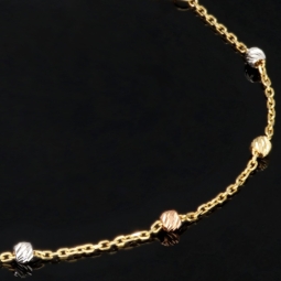 Längenverstellbares Tricolor-Armband aus 585 14K Gold (Gelbgold, Weißgold und Roségold) in ca. 17,5 - 20 cm Länge