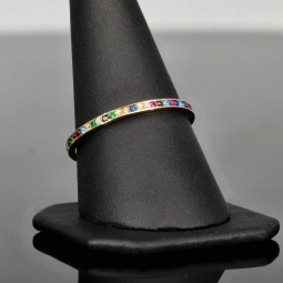 Rainbow Memory Ring aus 14K 585 Gold mit bunten, funkelnden Zirkonia bestückt in Ringgröße ca. 58-59