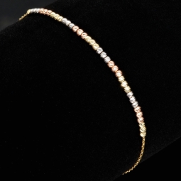 Längenverstellbares Tricolor - Armband aus 585 14K Gold (Gelbgold, Weißgold und Roségold) in ca. bis zu 12-23 cm Länge