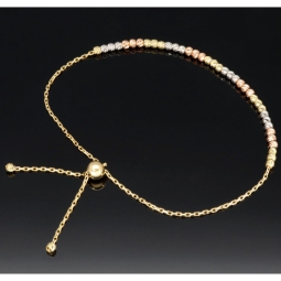 Längenverstellbares Tricolor - Armband aus 585 14K Gold (Gelbgold, Weißgold und Roségold) in ca. bis zu 12-23 cm Länge