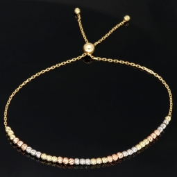 Längenverstellbares Tricolor - Armband aus 585 14K Gold (Gelbgold, Weißgold und Roségold) in ca. bis zu 12-23 cm Länge