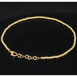 Längenverstellbares Armband, mit vielen kleinen Goldkügelchen bestückt, aus 585 14K Gelbgold in ca. 17,5 - 20 cm Länge