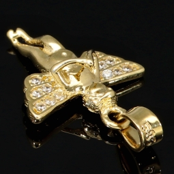 Funkelnder Engel - Anhänger - Schutzengel aus edlem 14k / 585 Gold mit Zirkonia