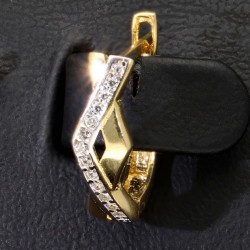 Edle Ohrringe aus Bicolor 585er 14K Gold mit glänzendem Zirkoniabesatz mit englischem Verschluss (Weißgold und Gelbgold)