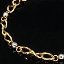 Stilvolles Damen - Armband aus hochwertigem 585 / 14k Bicolor Gold (Gelbgold und Weißgold) ca. 21cm lang