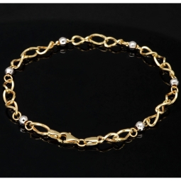 Stilvolles Damen - Armband aus hochwertigem 585 / 14k Bicolor Gold (Gelbgold und Weißgold) ca. 21cm lang