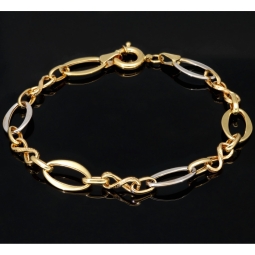 Stilvolles Armband aus 14K/585 Bicolor Gold in modernem Design in ca. 20,5 cm Länge