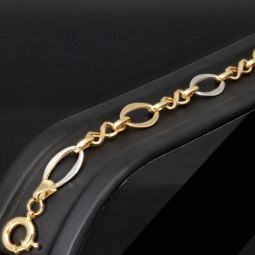 Stilvolles Armband aus 14K/585 Bicolor Gold in modernem Design in ca. 20,5 cm Länge