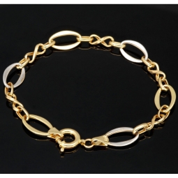 Stilvolles Armband aus 14K/585 Bicolor Gold in modernem Design in ca. 20,5 cm Länge