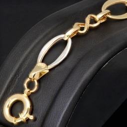 Stilvolles Armband aus 14K/585 Bicolor Gold in modernem Design in ca. 20,5 cm Länge