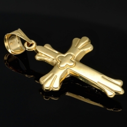 Jesus-Christus-Kreuz - Kruzifix-Anhänger aus 14k 585er Bicolor Gold (Gelbgold und Weißgold)