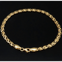 Trendiges Gold-Armband aus funkelndem 585 14k Gelbgold, ca. 19cm lang und 3,5mm breit