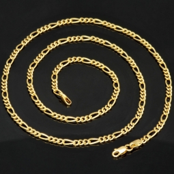 Glänzende Figarokette aus wertvollem 585 / 14k Gelbgold in ca. 55cm, 3mm