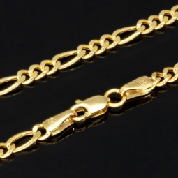 Glänzende Figarokette aus wertvollem 585 / 14k Gelbgold in ca. 55cm, 3mm