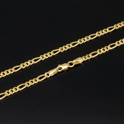 Glänzende Figarokette aus wertvollem 585 / 14k Gelbgold in ca. 55cm, 3mm