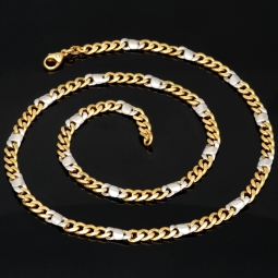 Bicolor-Panzerkette in außergewöhnlichem Design aus massivem Weißgold und Gelbgold (14K, 585er Gold) in ca. 50cm, 5mm  ca. 29,2g - Made in Germany - mit FBM-Stempel