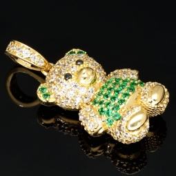 Teddy-Bär-Anhänger aus 585 14K Gold mit glitzernden Zirkoniasteinen