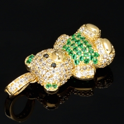 Teddy-Bär-Anhänger aus 585 14K Gold mit glitzernden Zirkoniasteinen