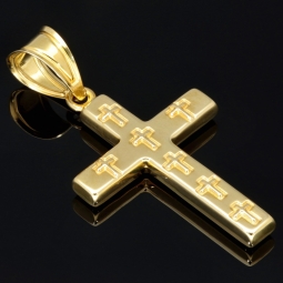 Nobler Kreuz-Anhänger aus hochwertigem Gold (14k / 585 Gelbgold)