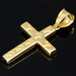 Nobler Kreuz-Anhänger aus hochwertigem Gold (14k / 585 Gelbgold)