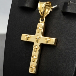 Nobler Kreuz-Anhänger aus hochwertigem Gold (14k / 585 Gelbgold)