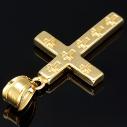 Nobler Kreuz-Anhänger aus hochwertigem Gold (14k / 585 Gelbgold)