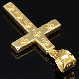 Nobler Kreuz-Anhänger aus hochwertigem Gold (14k / 585 Gelbgold)