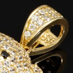 Glitzernder Teddy Bär-Anhänger aus 14K 585 Gelbgold mit Zirkonia besetzt