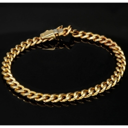 Edles Panzerarmband aus exquisitem 585 / 14k Gold mit Kastenverschluss in 5mm Breite, ca. 19cm Länge (ca. 7,8g)