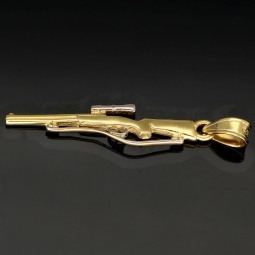 Sniper Rifle - Gewehr-Anhänger - Scharfschützengewehr aus exquisitem 585 14K Bicolor Gold