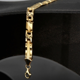 Nobles Armband aus edlem 14K 585 Gold (ca. 21cm Länge, 6mm Breite) mit stilvollem Design, poliert und mattiert