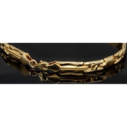 Nobles Armband aus edlem 14K 585 Gold (ca. 21cm Länge, 6mm Breite) mit stilvollem Design, poliert und mattiert