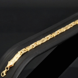 Nobles Armband aus edlem 14K 585 Gold (ca. 21cm Länge, 6mm Breite) mit stilvollem Design, poliert und mattiert