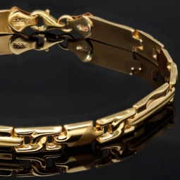 Nobles Armband aus edlem 14K 585 Gold (ca. 21cm Länge, 6mm Breite) mit stilvollem Design, poliert und mattiert