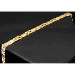 Nobles Armband aus edlem 14K 585 Gold (ca. 21cm Länge, 6mm Breite) mit stilvollem Design, poliert und mattiert