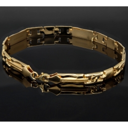 Nobles Armband aus edlem 14K 585 Gold (ca. 21cm Länge, 6mm Breite) mit stilvollem Design, poliert und mattiert