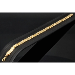 Nobles Armband aus edlem 14K 585 Gold (ca. 21cm Länge, 6mm Breite) mit stilvollem Design, poliert und mattiert