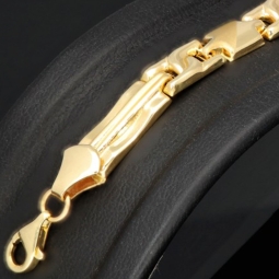 Nobles Armband aus edlem 14K 585 Gold (ca. 21cm Länge, 6mm Breite) mit stilvollem Design, poliert und mattiert