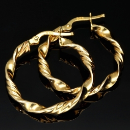 Exquisite Creolen mit Twist - Design aus Gold (585er 14K Gelbgold)