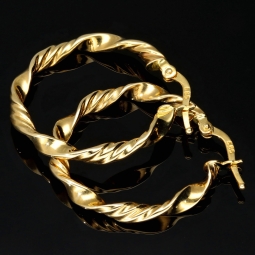 Exquisite Creolen mit Twist - Design aus Gold (585er 14K Gelbgold)